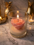 Pink Rose Glass Candle